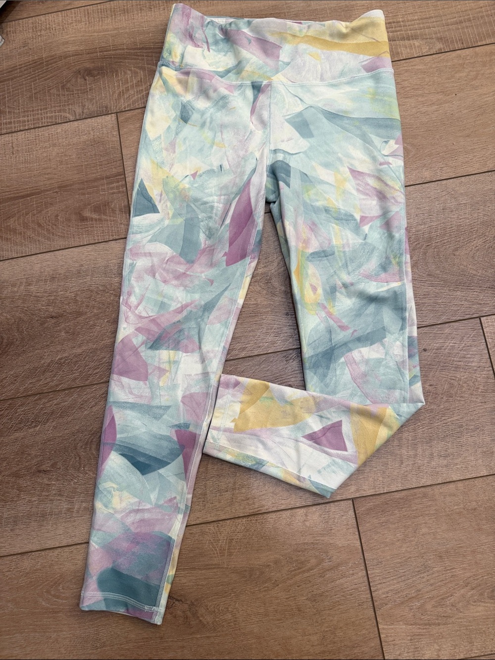 Mono B Pastel Watercolor Print Girls' Leggings - Mint, Lavender, Yellow, White